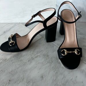 New Gucci Black leather Horsebit Sandals Women’s size 40.5
